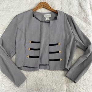 Vintage Studio C Gray Striped military Jacket with Black and Gold Accents XS/S